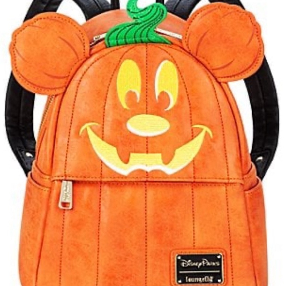 NWT - Disney Parks Orange Mickey Pumpkin Loungefly Mini Backpack